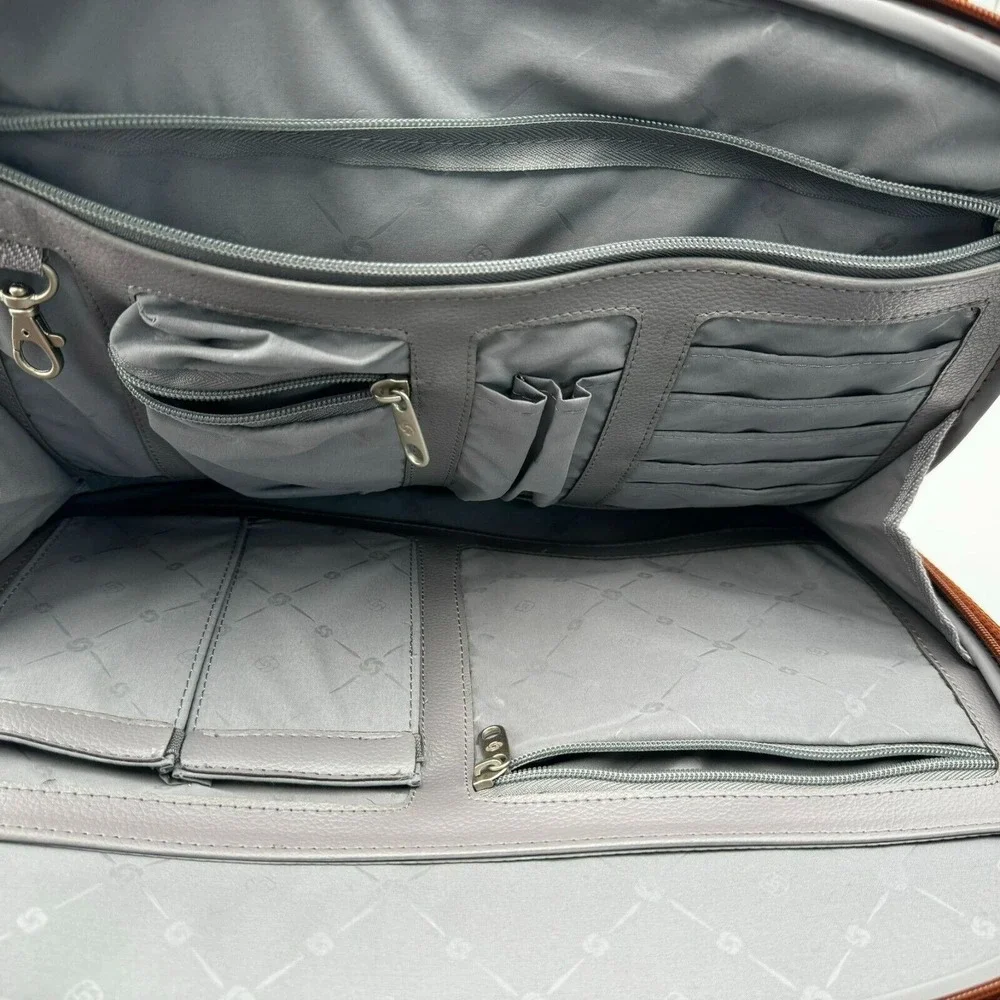 SAMSONITE burnt orange tweed footed briefcase laptop‎ bag carry on leather strap